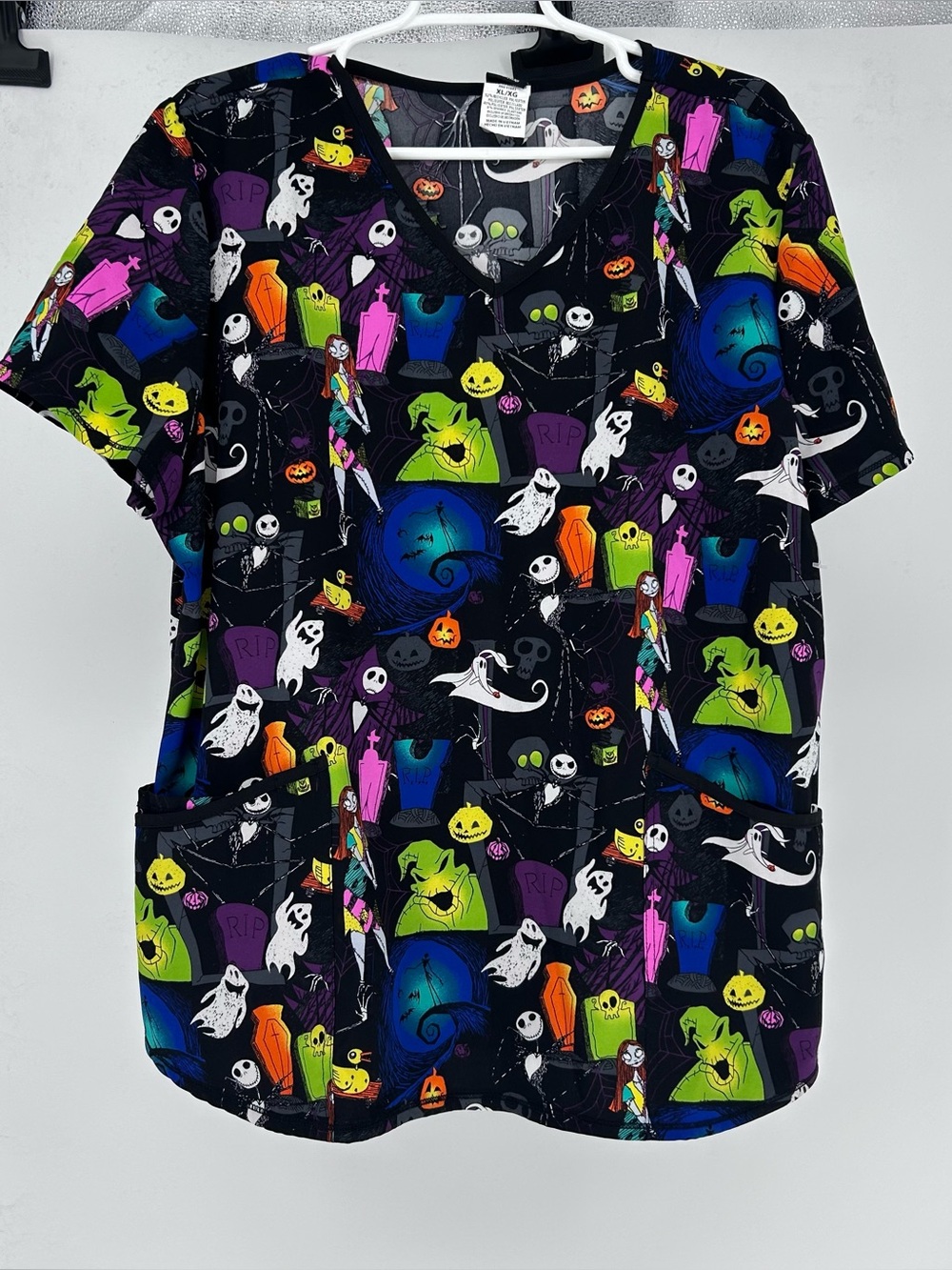 Disney The Nightmare Before Christmas Scrub Top XL Halloween Oogie Boogie Jack